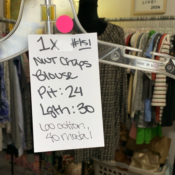 #151 NWT Chaps Woman Tassel 3/4 Sleeves Knit Blouse Shirt Top 1X - Picture 3 of 3